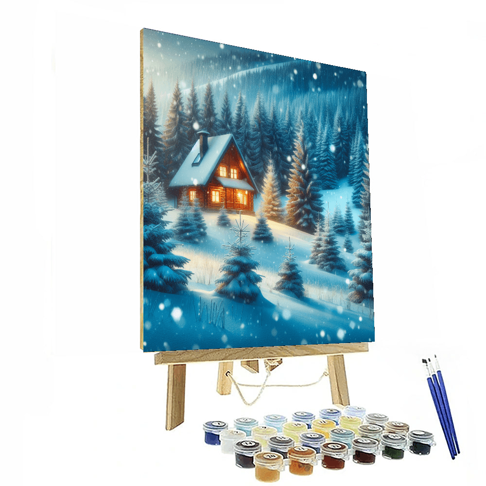 Elegant Winter Cabin Number Painting