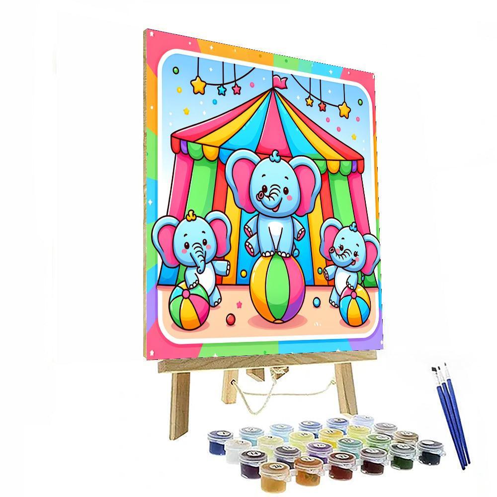Funky Circus Elephants Painting By Numbers Kit