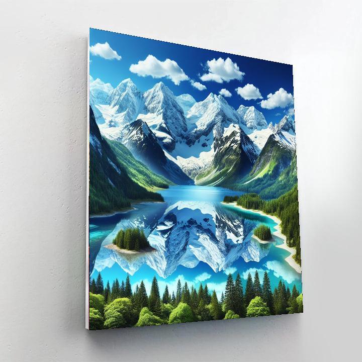 Enchanting Mountain Reflection Numbered Painting Kits