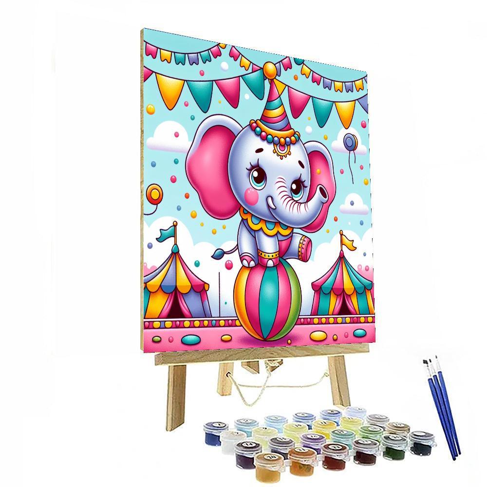 Exciting Circus Elephant Number Painting