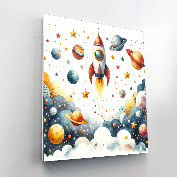 Merry Space Rocket Paint By Numbers Kits