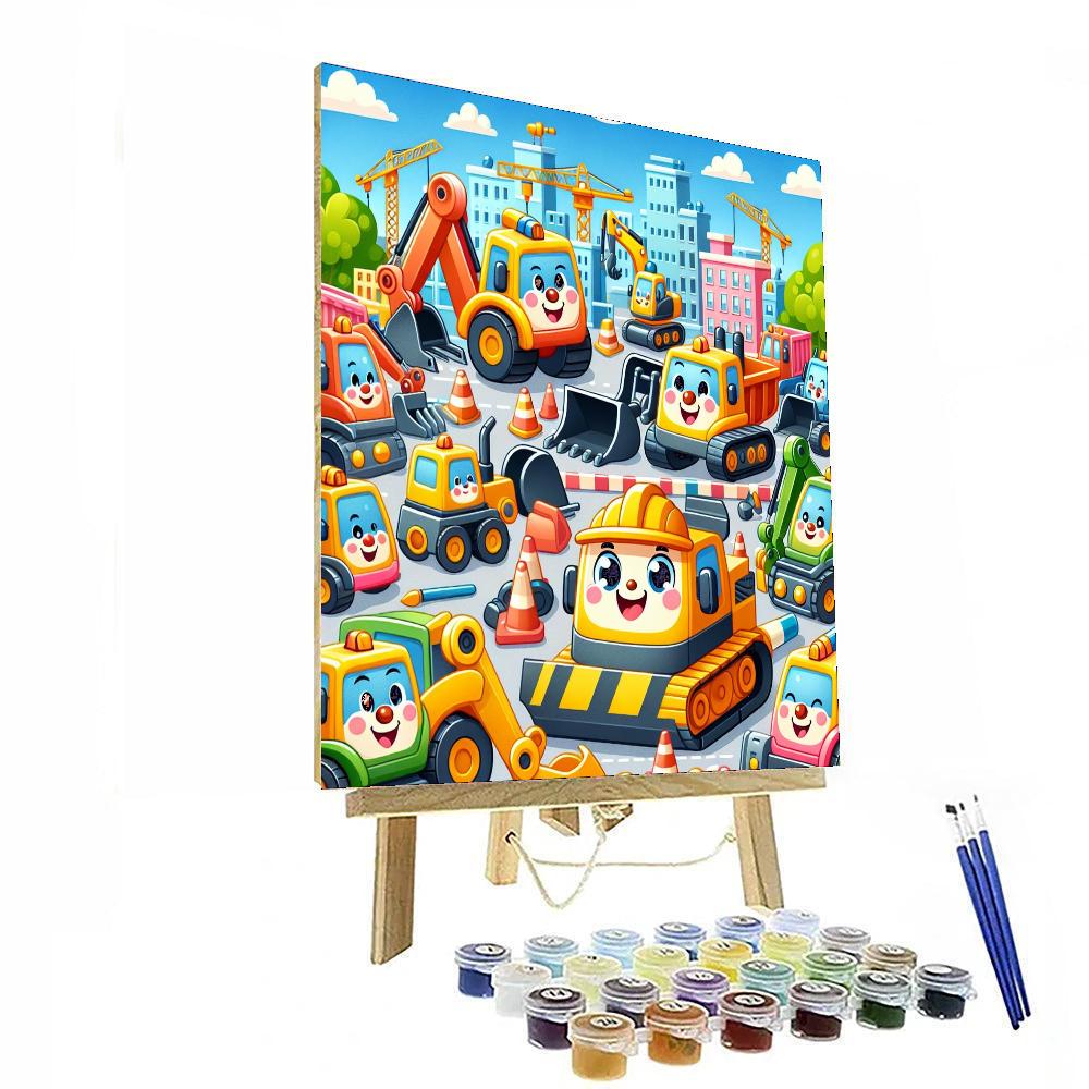 Cheerful Construction Zone Paint By Numbers Art