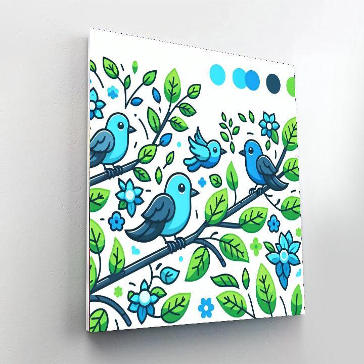 Blissful Bluebirds Paint By Numbers Art