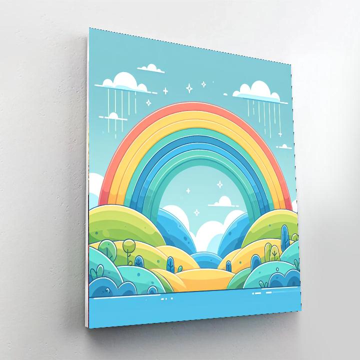 Rainbow Over The Hills Paint By Numbers Art