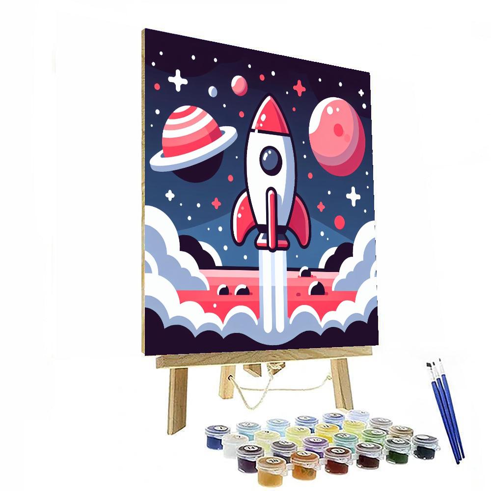 Cosmic Rocket Voyage Paint By Numbers Art