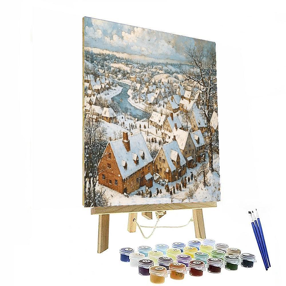 Pieter Bruegel The Elder Inspired Serene Winter Village  Paint By Numbers Kits
