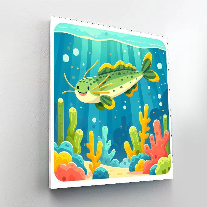 Curious Coral Cat Number Painting