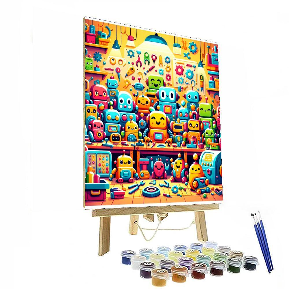 Cute Robot Workshop Paint By Color