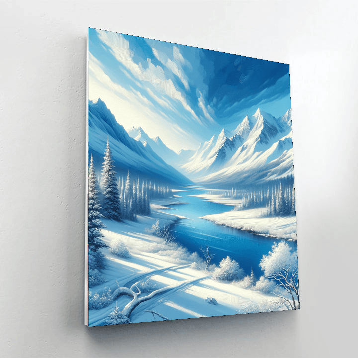 Peaceful Snowy Mountain Landscape Paint By Numbers Kits