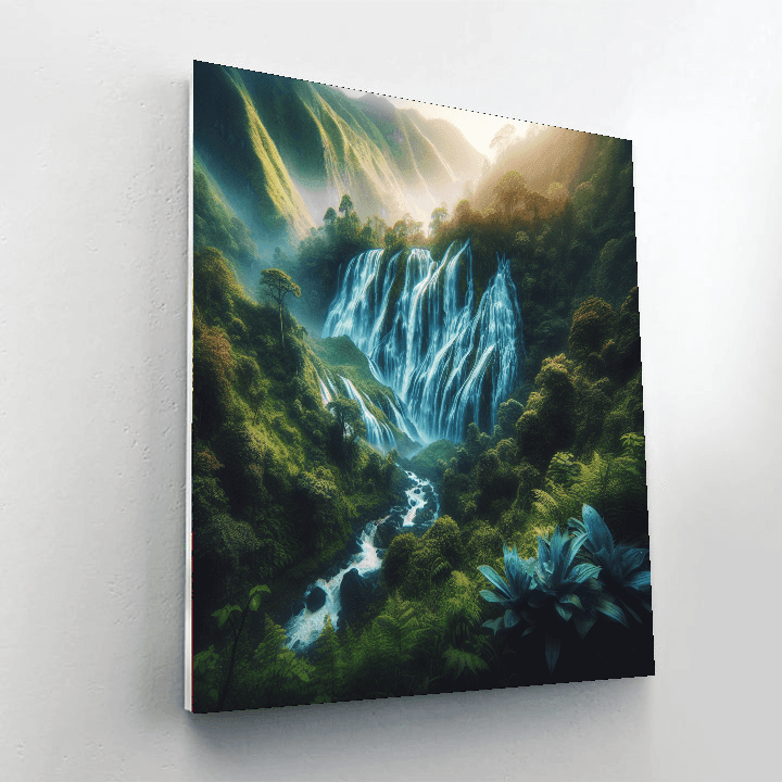 Mystical Mountain Waterfall Number Painting