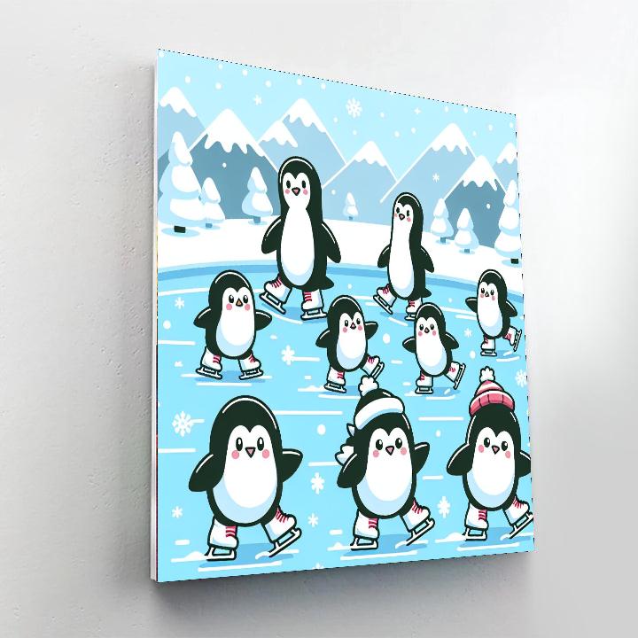Penguin Ice Skating Party Numbered Painting Kits