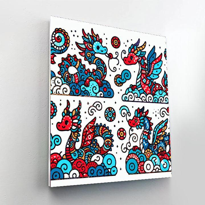 Doodle Dragons Paint By Numbers Art