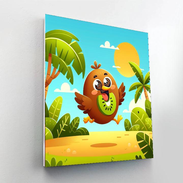 Bouncing Kiwi Bird DIY Paint By Numbers