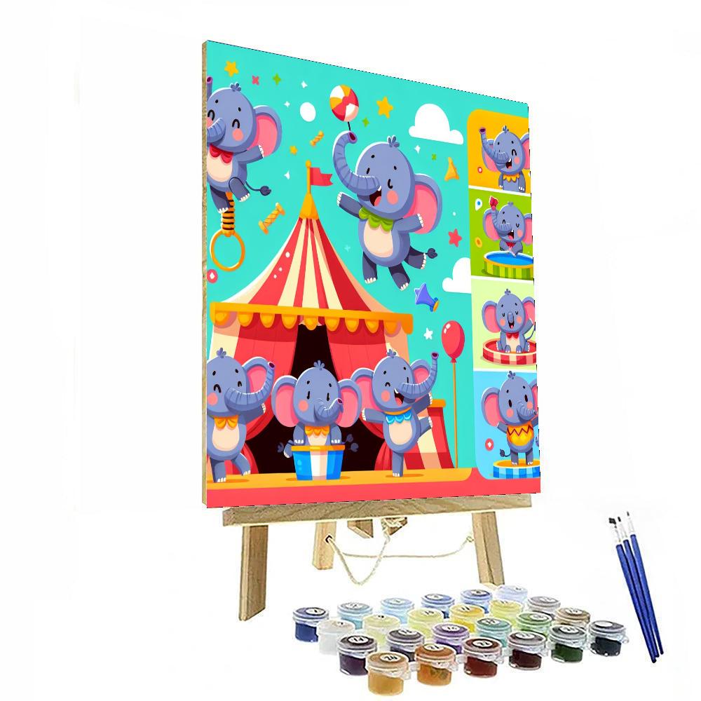 Silly Circus Elephants Number Painting