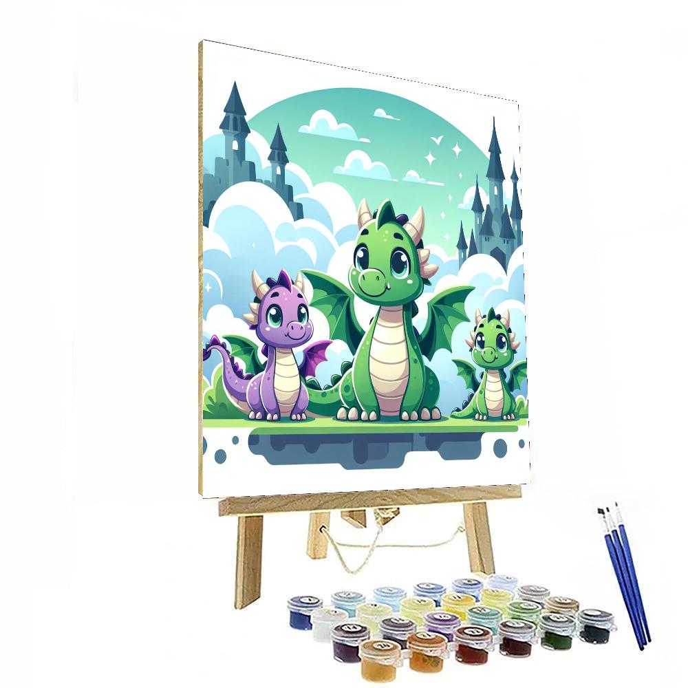 Charming Dragon Family Painting By Numbers Kit