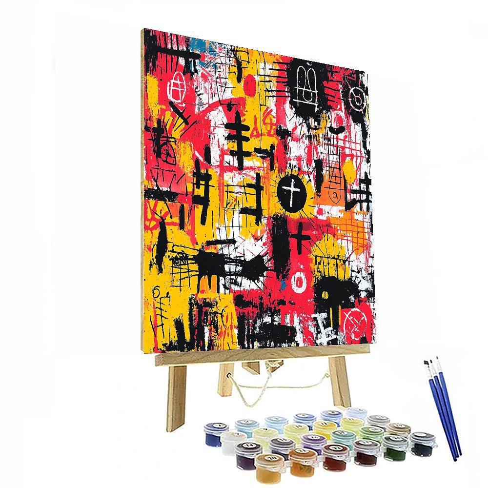 Jean-Michel Basquiat Inspired Symbolic Whispers  Paint By Color