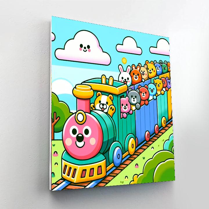 Brightly Colored Train Numbered Painting Kits