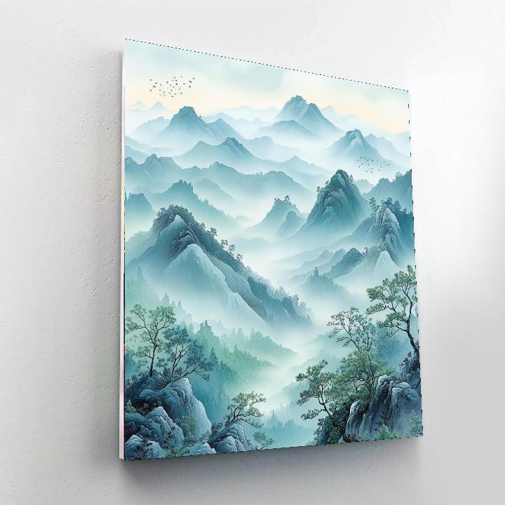 Zhao Mengfu Inspired Serenity Of Misty Mountains  Paint By Color