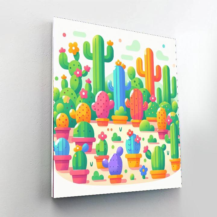 Happy Cactus Garden Numbered Painting Kits