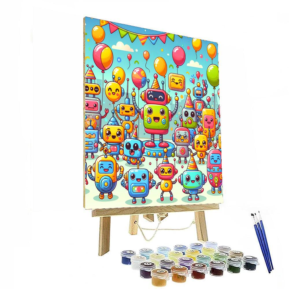 Joyful Robot Festival Paint By Numbers Art