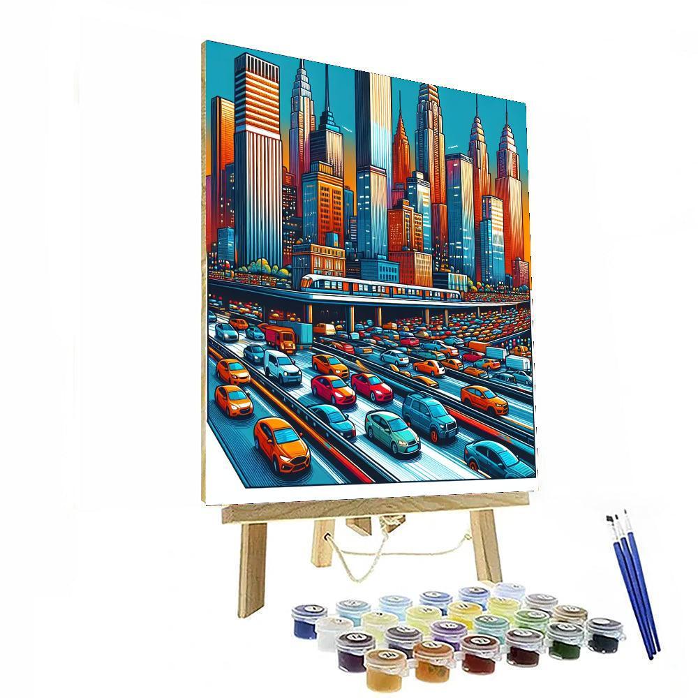 Busy City Skyline Number Painting