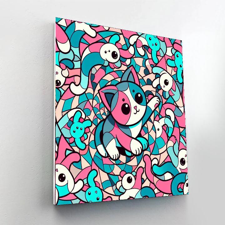 Kaleidoscope Kittens Paint By Numbers Art