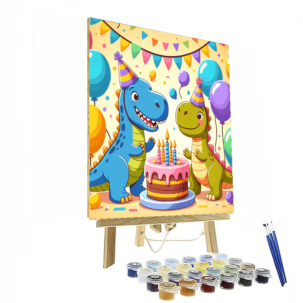 Joyful Dino Party Paint By Numbers