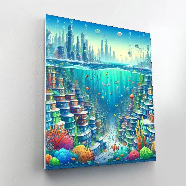 Futuristic Underwater City Painting Number Kit