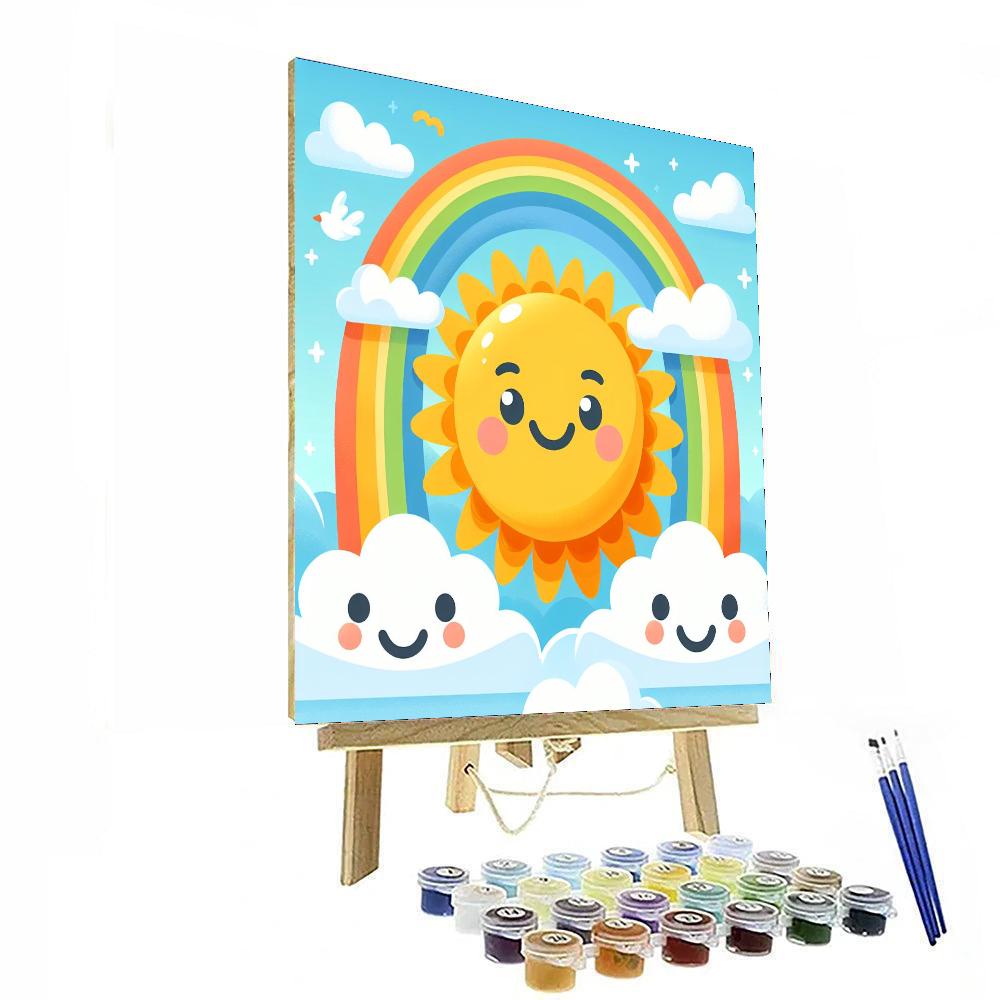Cheerful Clouds And Sun Paint By Number