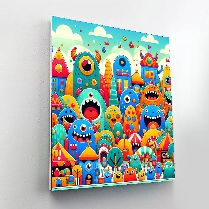 Whimsical Monster Town Paint By Numbers