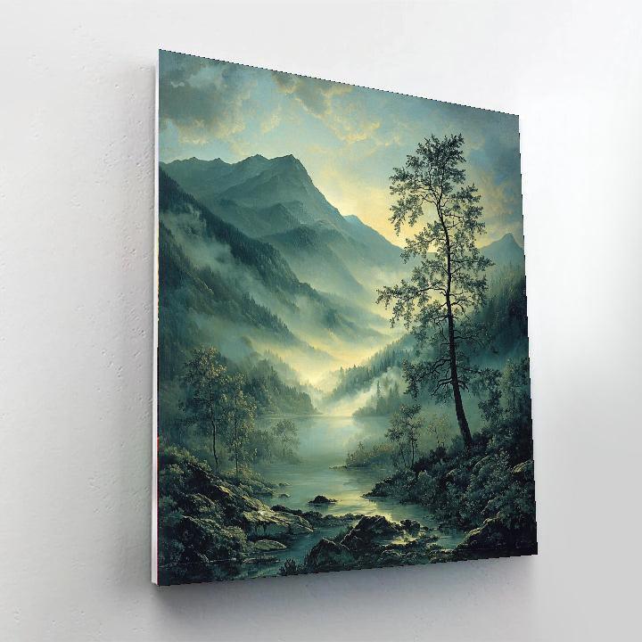 Caspar David Friedrich Inspired Meditative Mountains  Painting By Numbers Kit