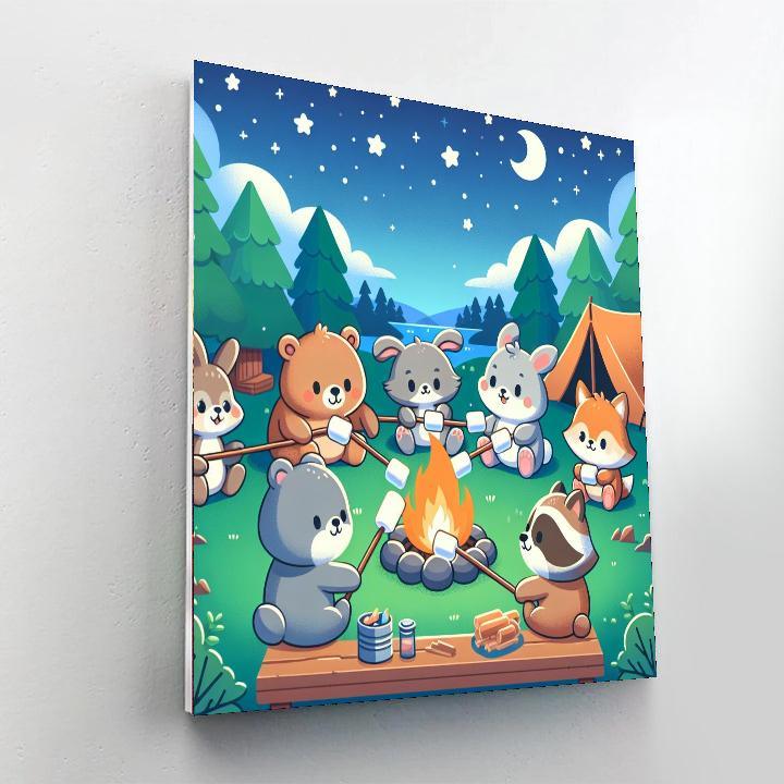 Cute Creatures Camping Paint By Numbers