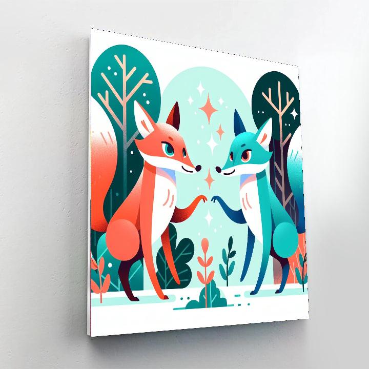 Mystical Forest Foxes Painting Number Kit