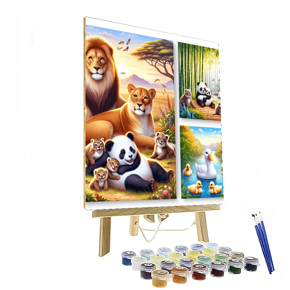 Charming Animal Family Portraits Painting By Numbers Kit