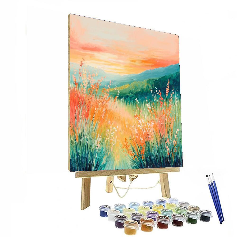 Leonardo Da Vinci Inspired Sunset Meadow  Paint By Number