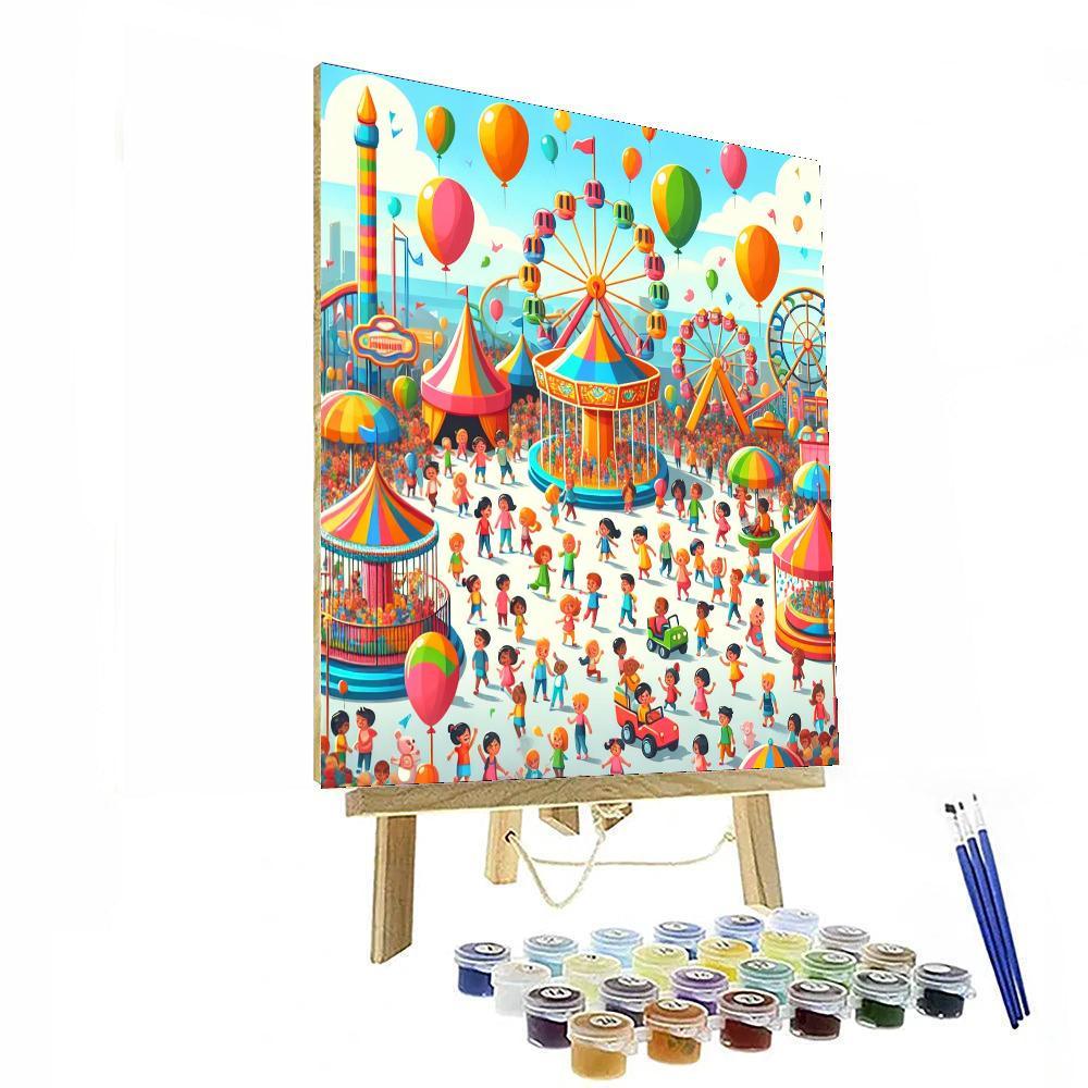 Fun Times At The Amusement Park Painting By Numbers Kit