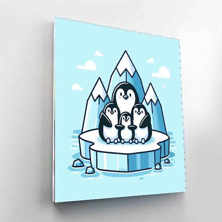 Cheerful Penguin Family Paint By Numbers Art