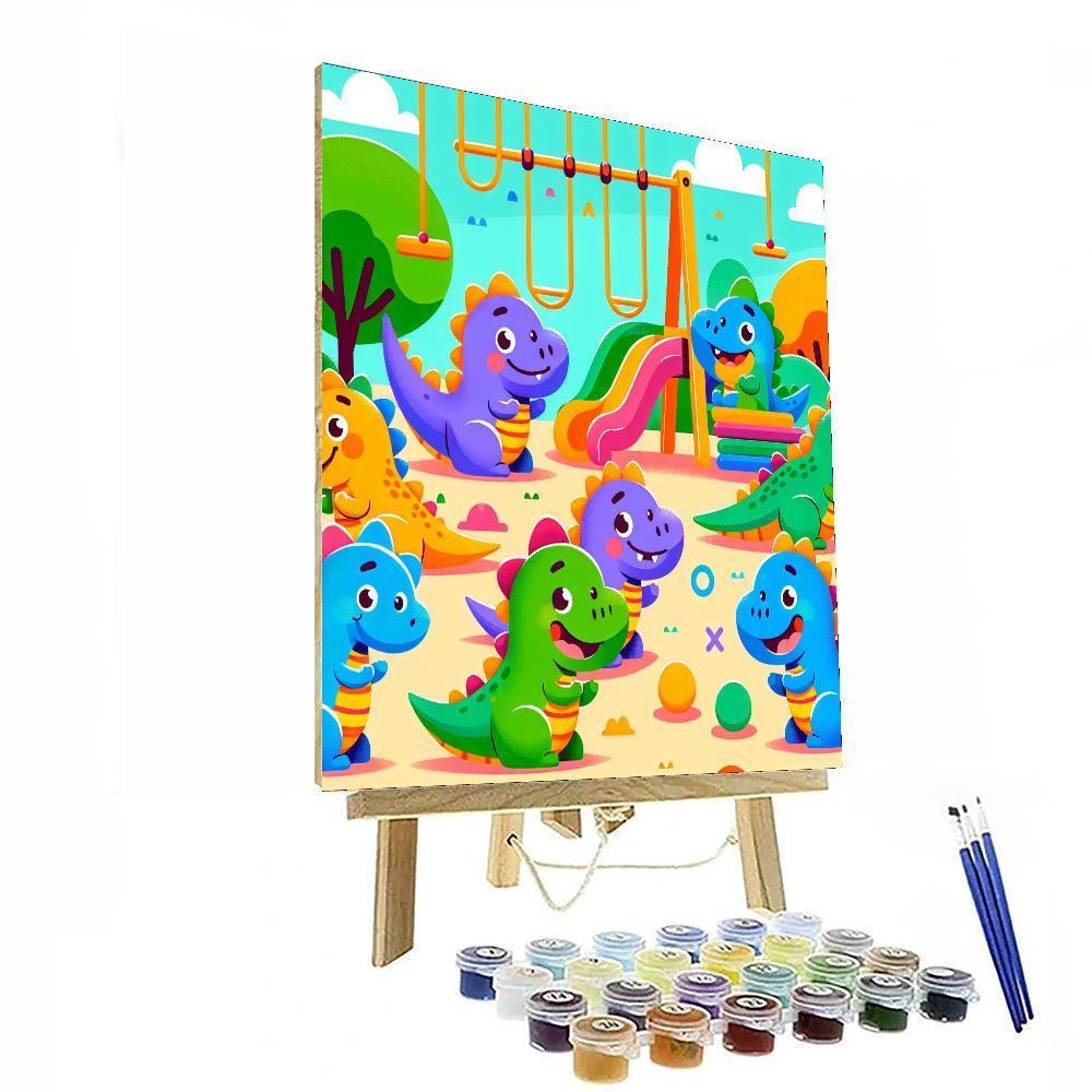 Friendly Dinosaurs At Play Paint By Number
