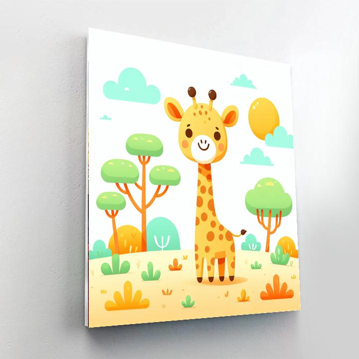 Joyful Giraffe's Savannah Journey Paint By Numbers Art
