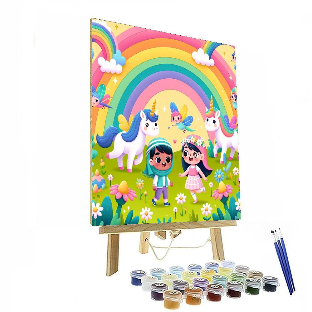 Fantasy Rainbow Meadow Paint By Numbers Art