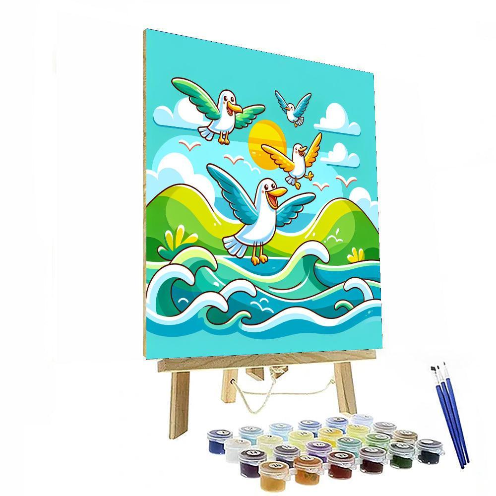 Seaside Seagull Soar Number Painting