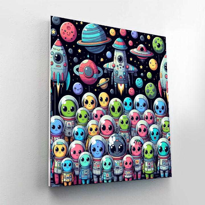 Space Aliens Painting By Numbers Kit