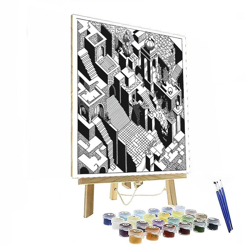 M.C. Escher Inspired Mathematical Illusions  Numbered Painting Kits