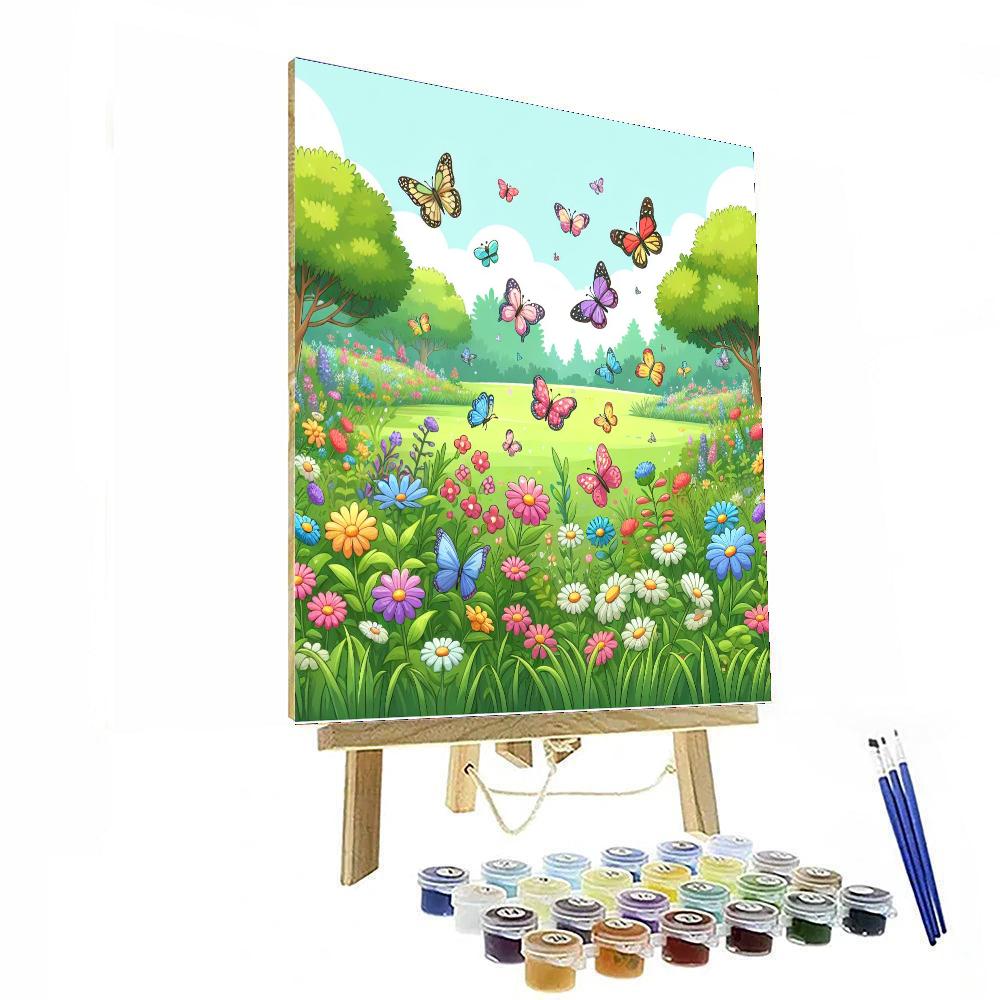 Fluttering Butterfly Meadow Number Painting