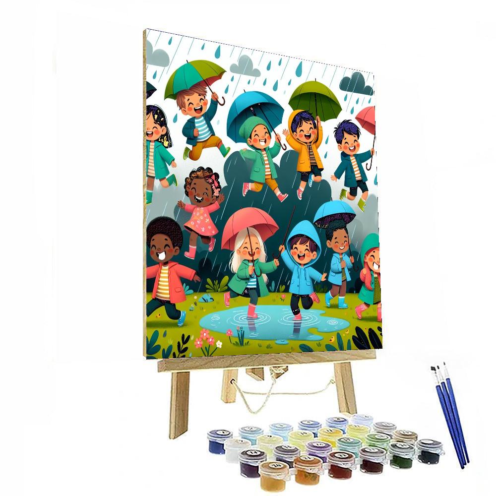 Joyful Rainy Day Fun Paint By Numbers Art