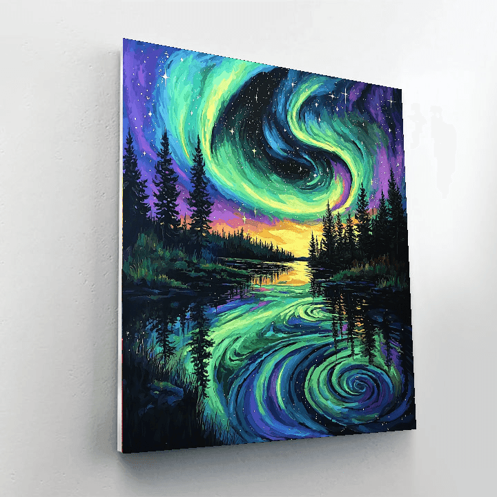 Franz Marc Inspired Dancing Northern Lights  Paint By Color