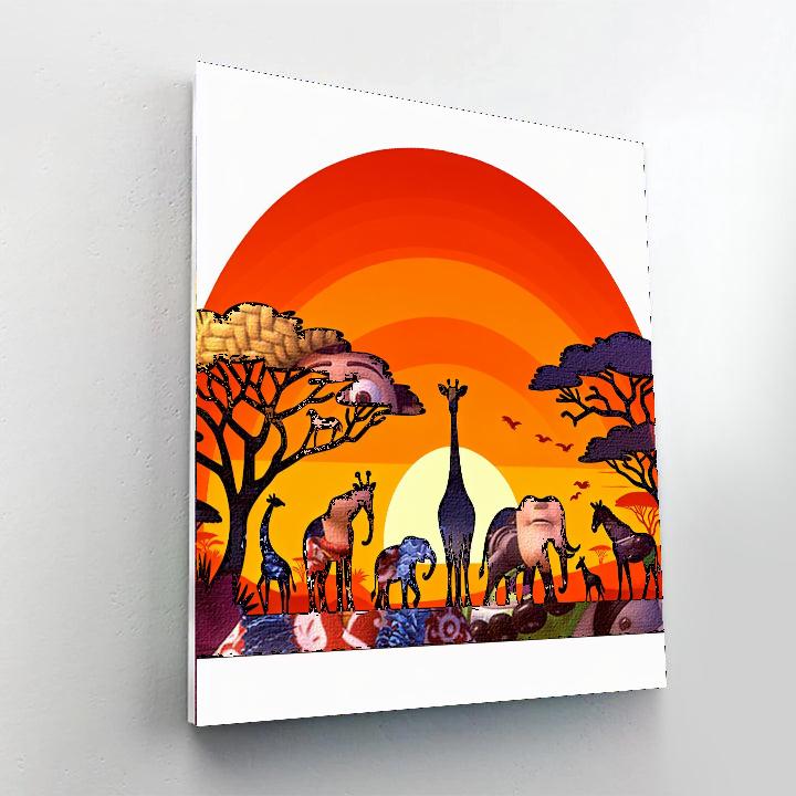 Sunset Safari Scene Paint By Numbers