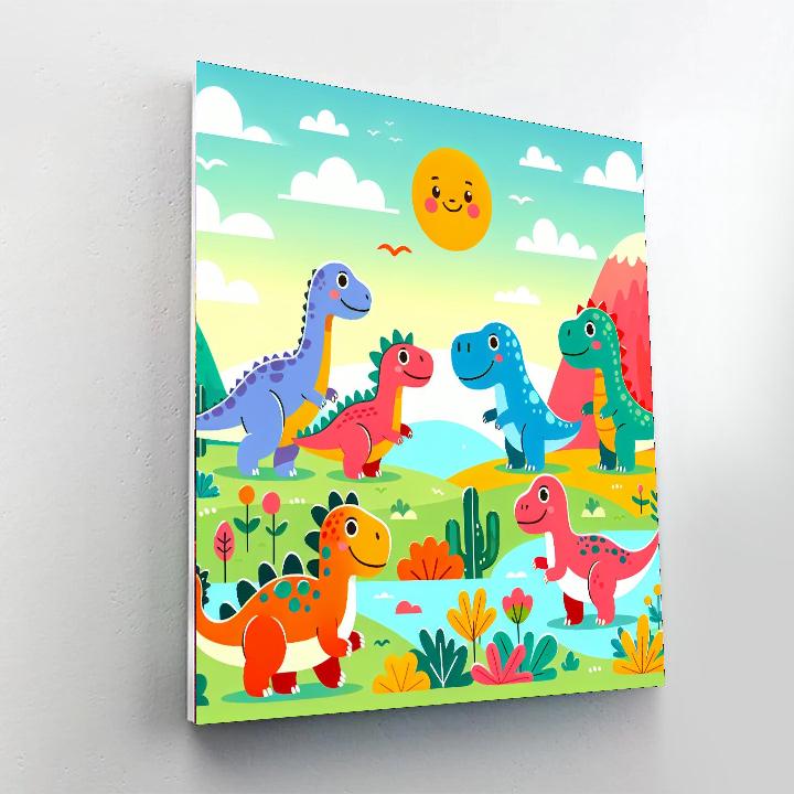 Friendly Dinosaurs In Adventureland DIY Paint By Numbers