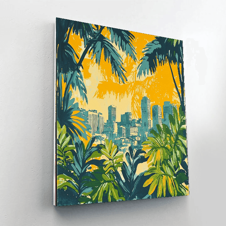 Contemporary Street Art Inspired Inspired Tropical Urban Oasis  Paint By Number