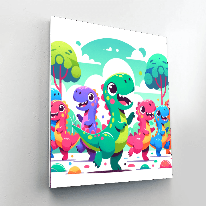 Groovy Dinosaur Dance Party Paint By Numbers Kits